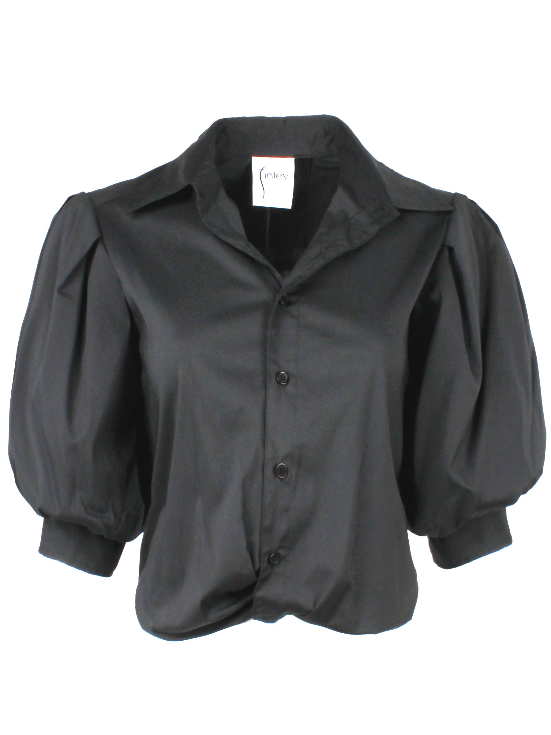 FINLEY Black Stretch Cotton 2024 Poplin Shirt