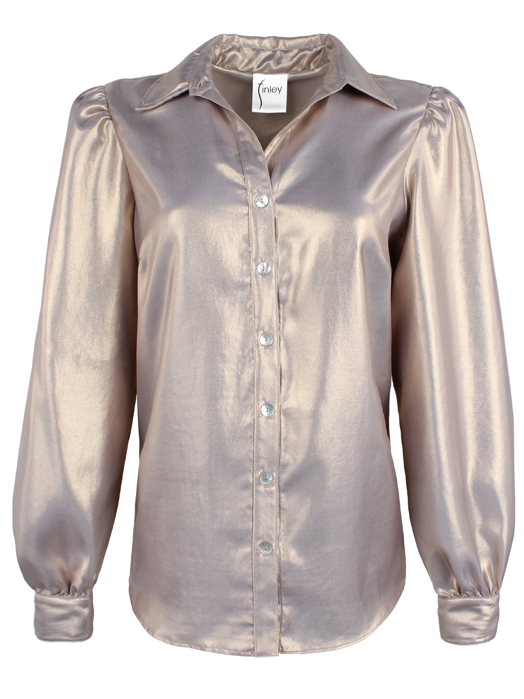 Collette Long Sleeve Blouse, Matte Gold