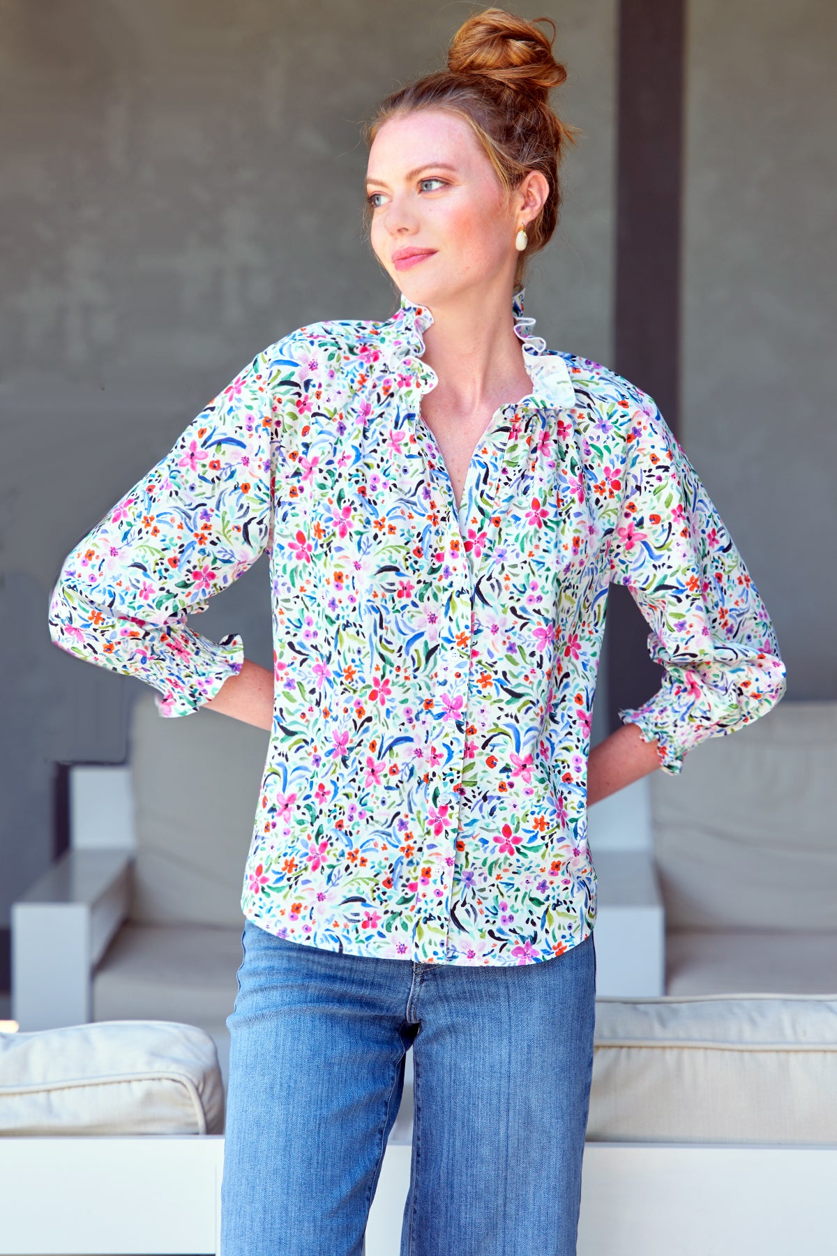 Fiona Shirt Whimsy Floral Print