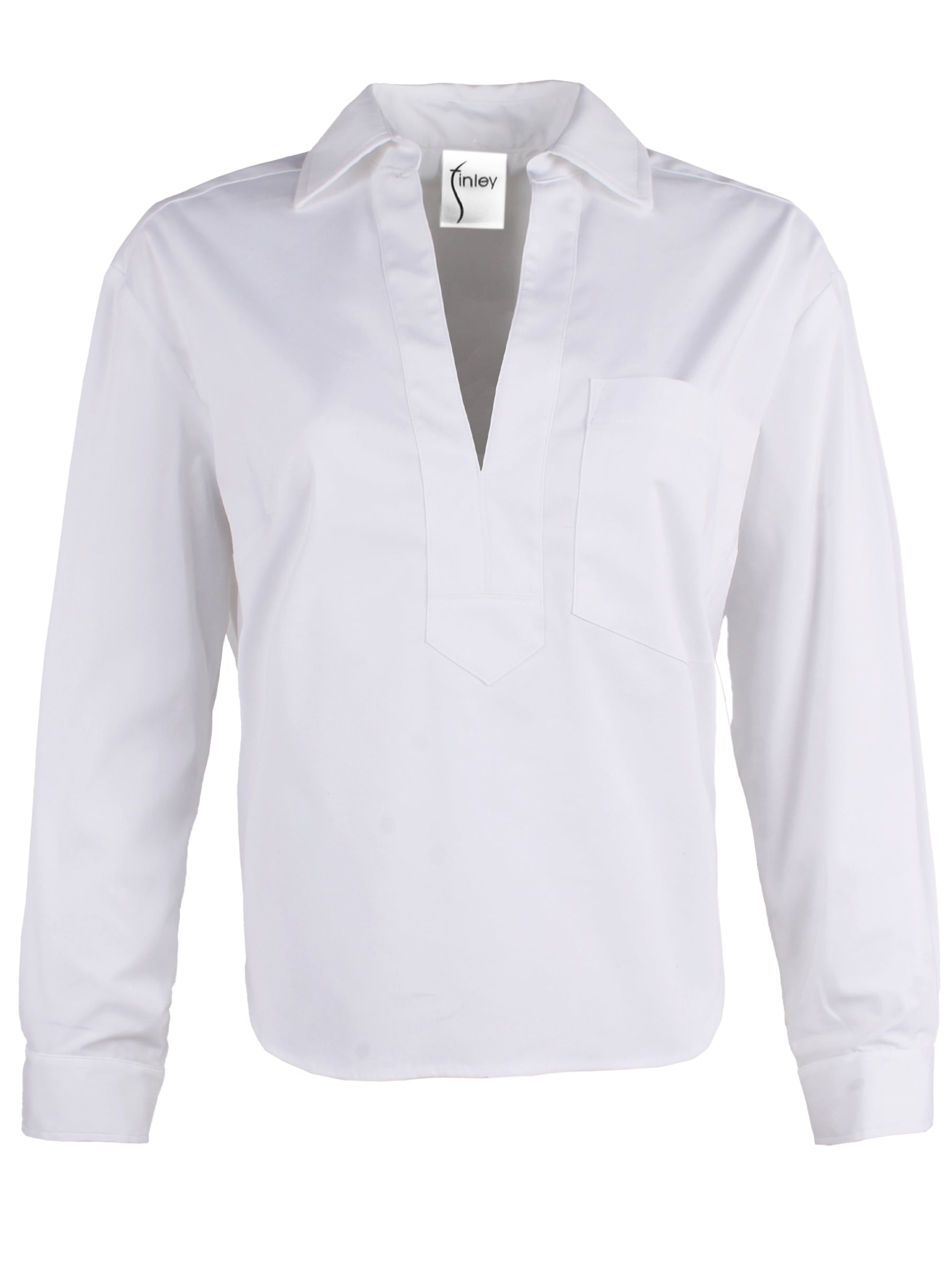 Joni Popover Shirt White Silky Poplin