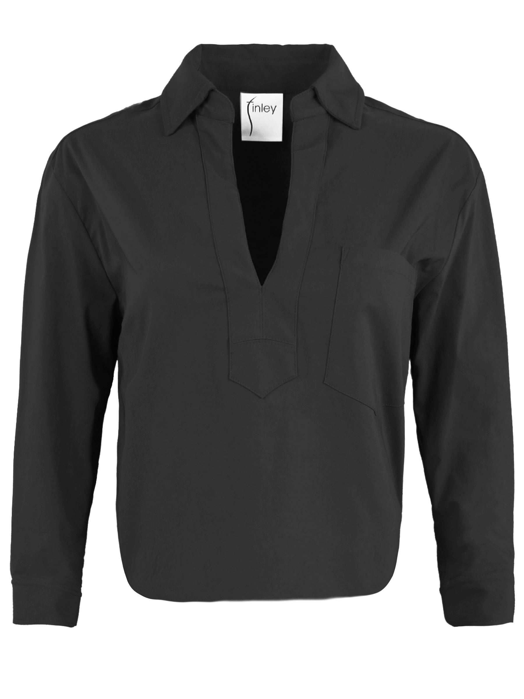 Joni Popover Shirt Black Silky Poplin