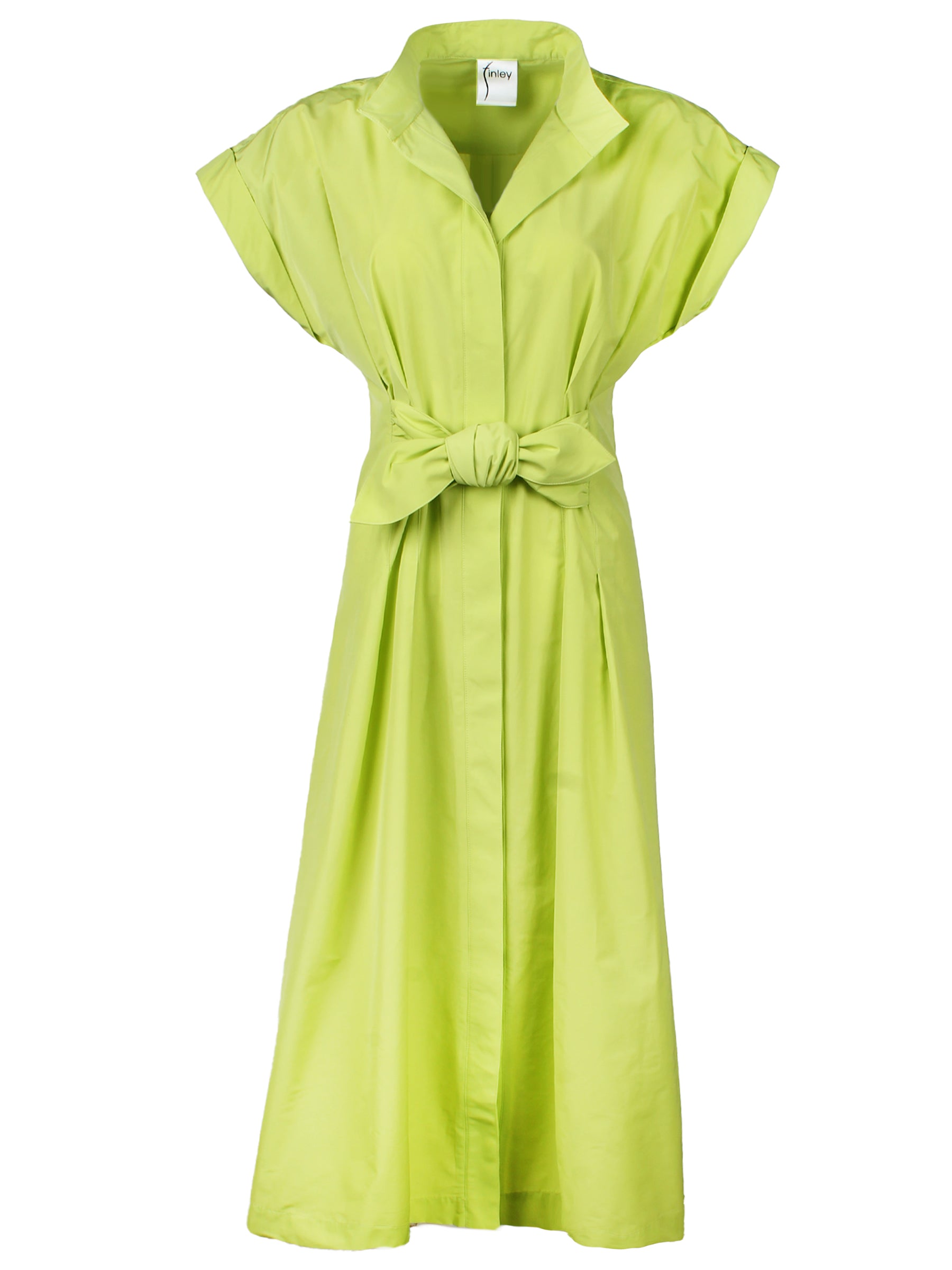 Rocky | Tie Front Neon Green Designer Shirt Dress | Finley Shirts