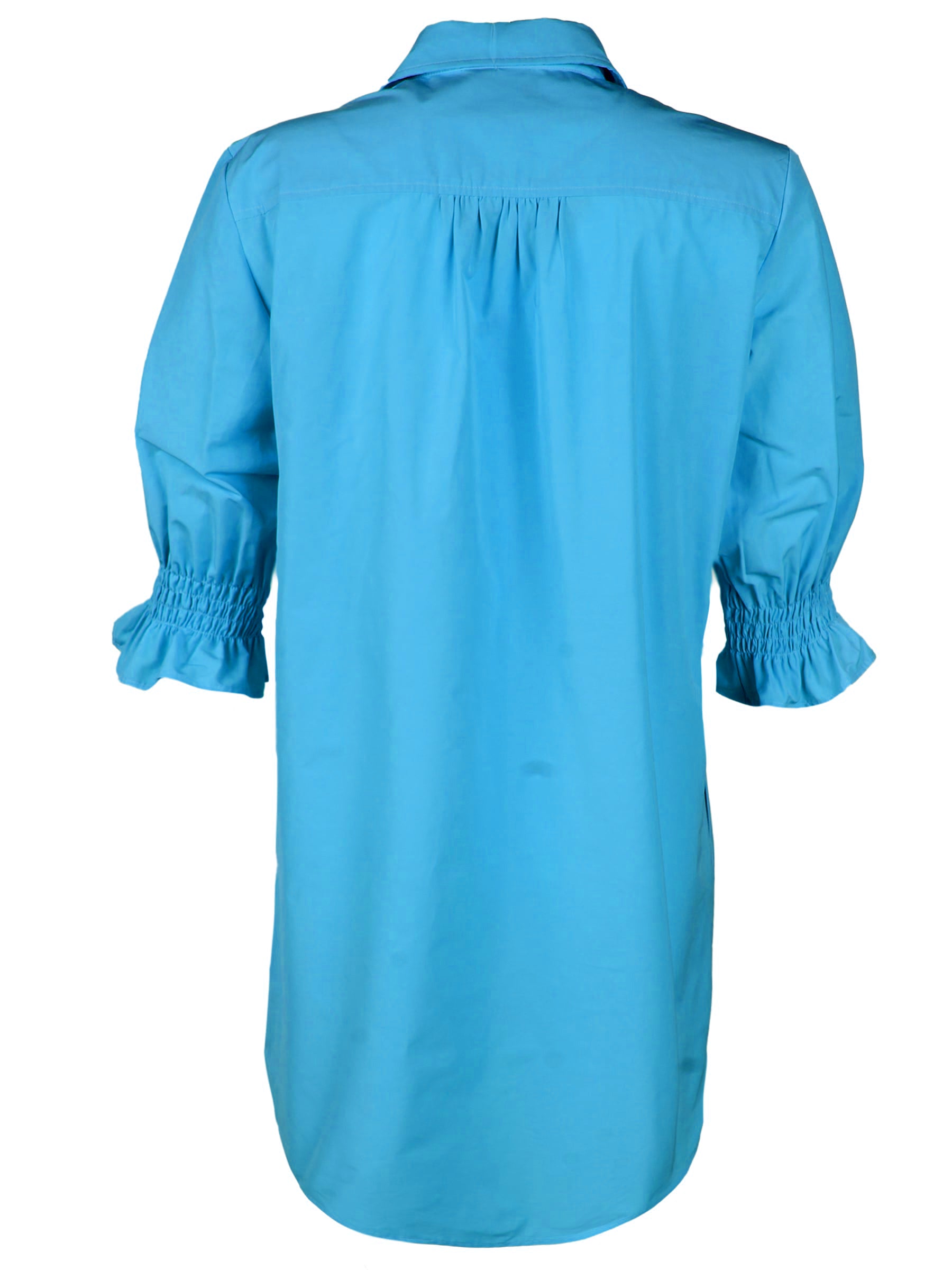 Miller Puff Sleeve Shirt Dress Getaway Collection - Turquoise Super Stretch