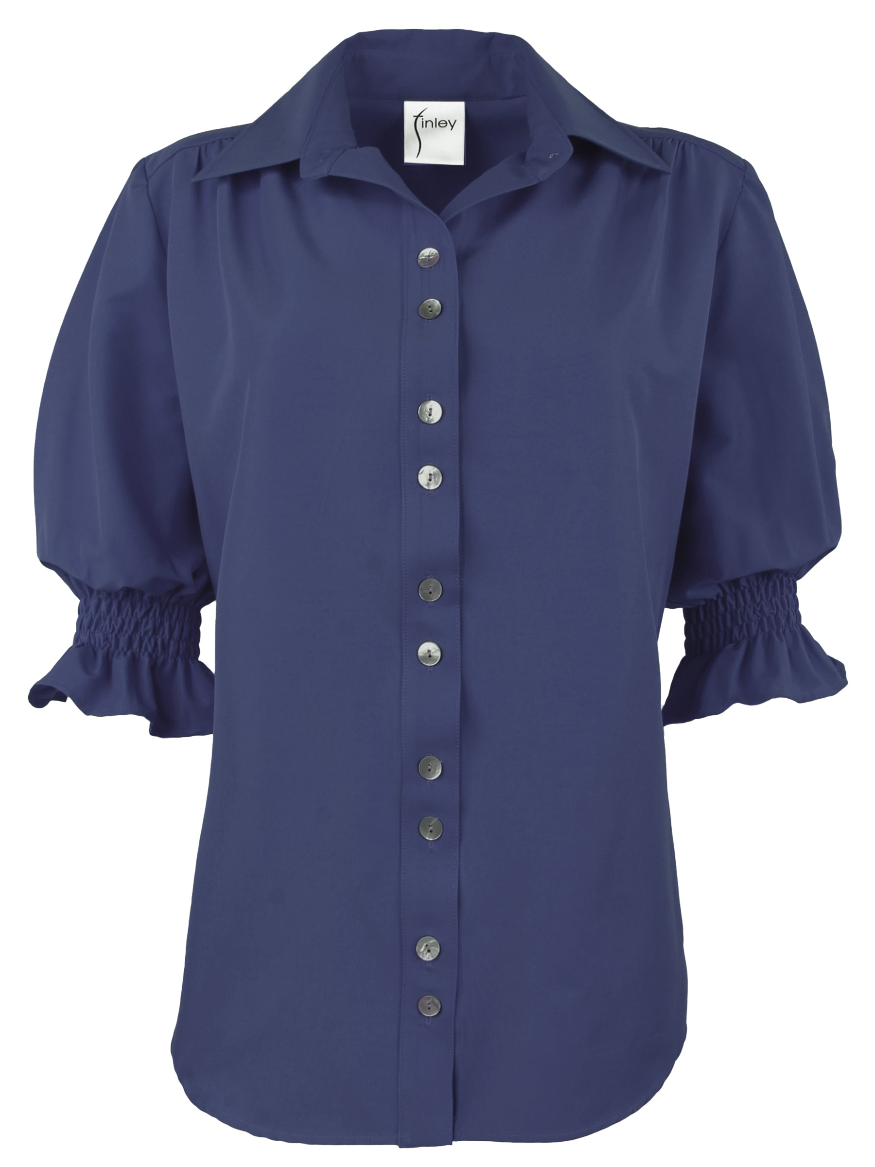 Sirena Navy Silky Poplin Shirt