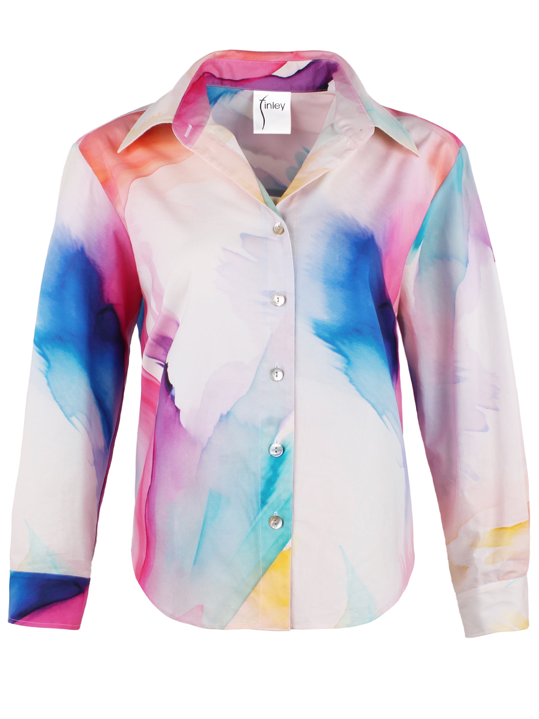 Cropped Andie Shirt Abstract Watercolor Print