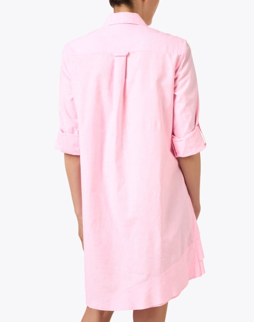 Jenna Ruffle-Tier Shirt Dress, Pale Pink Cotton/Linen Oxford