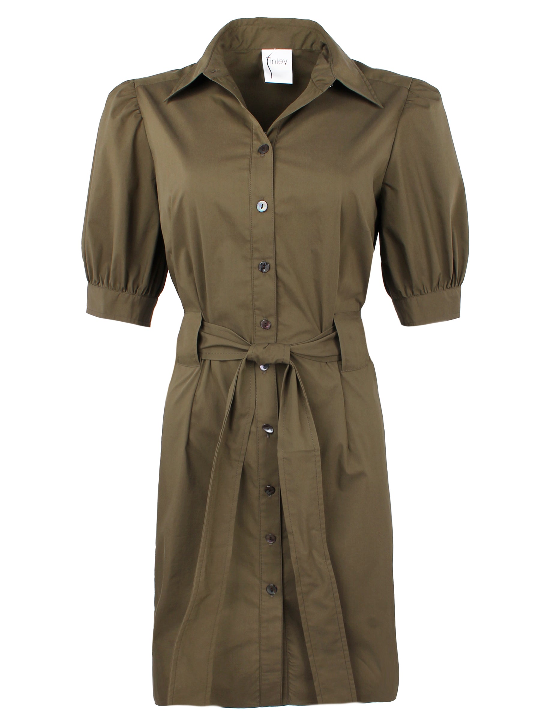 Piper Green Weathercloth Midi Tie Front Shirt Dress Finley Dresses