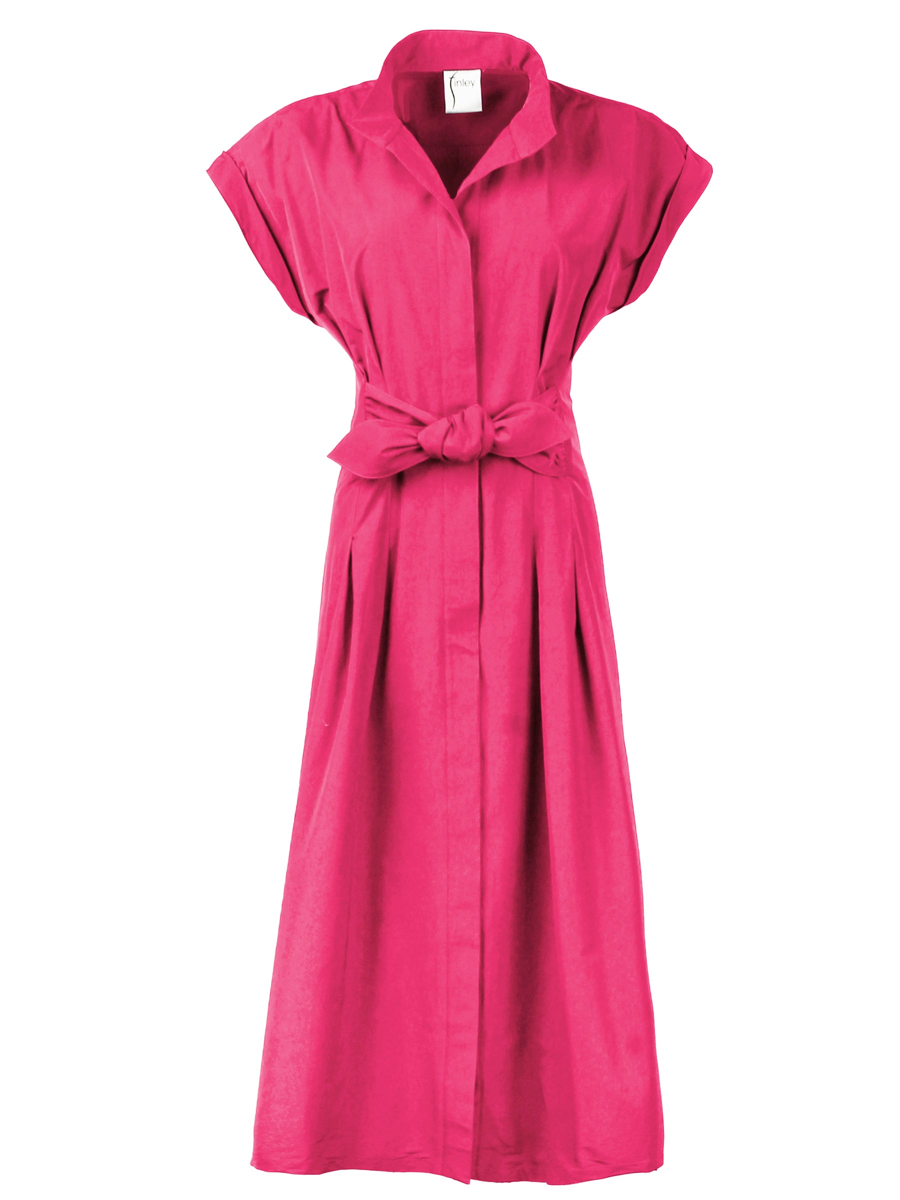 Long Rocky Shirt Dress Fuchsia Pink Techy Taffeta