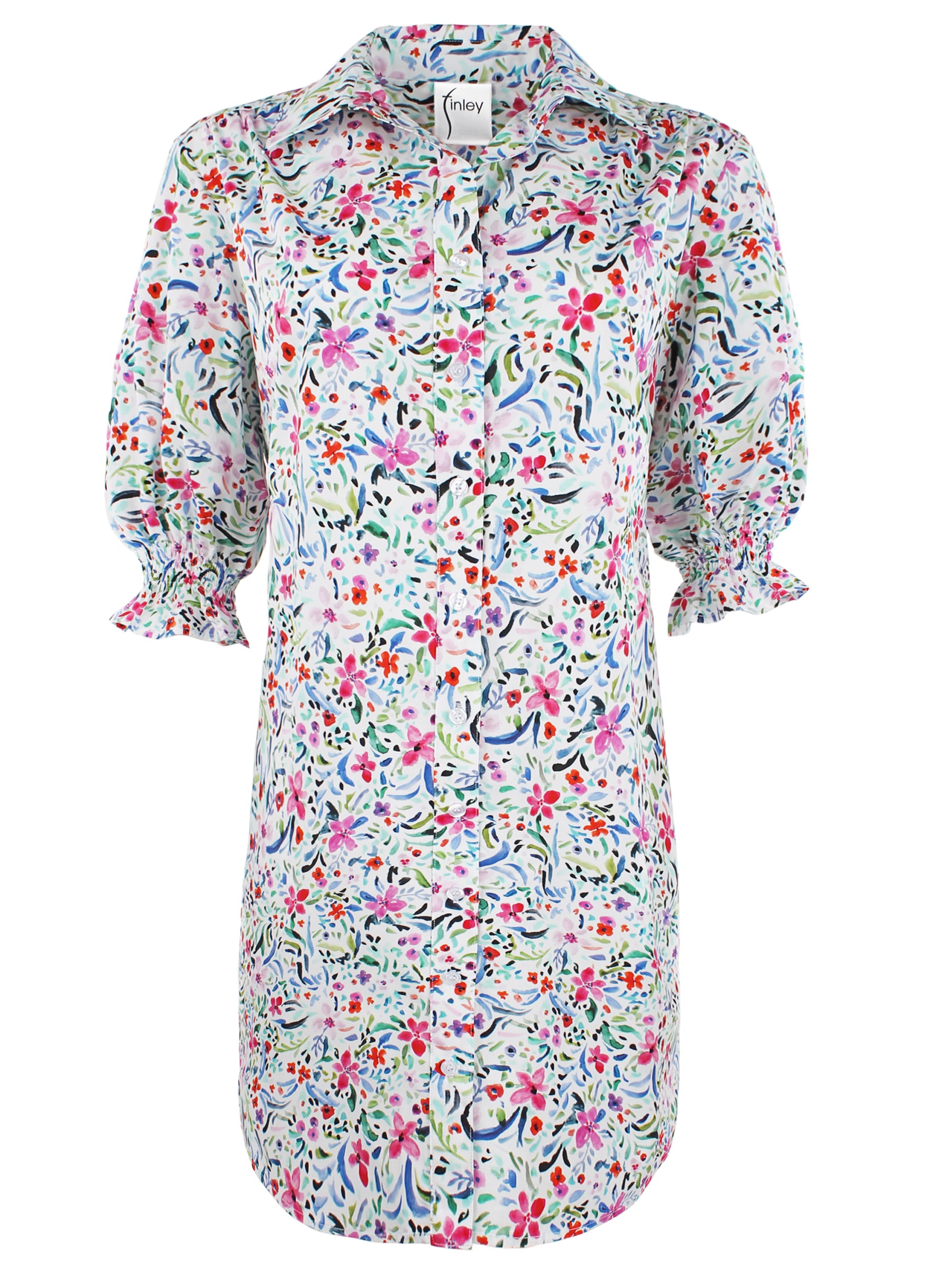 Miller Puff Sleeve Linen Shirt Dress Whimsy Floral Print