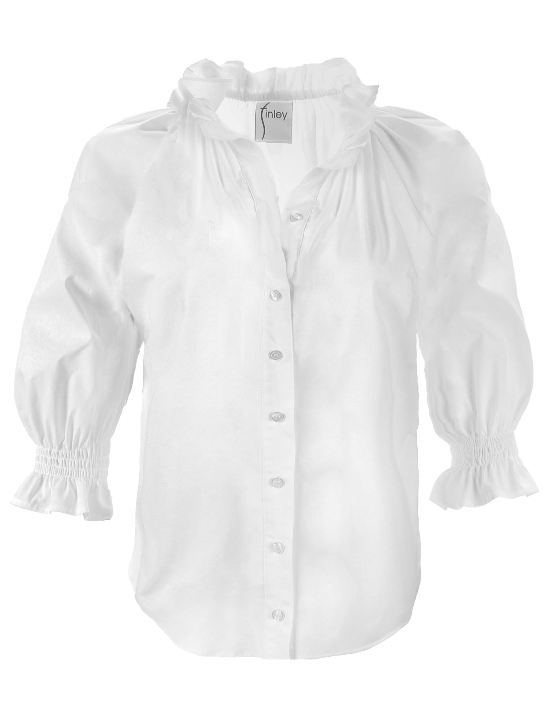 Fiona Ruffle Buttondown White Poplin Shirt Finley Shirts Dresses